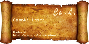 Csanki Lotti névjegykártya